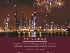 NYE Gala Dinner at Dukes The Palm in Dubai New Years Eve Events