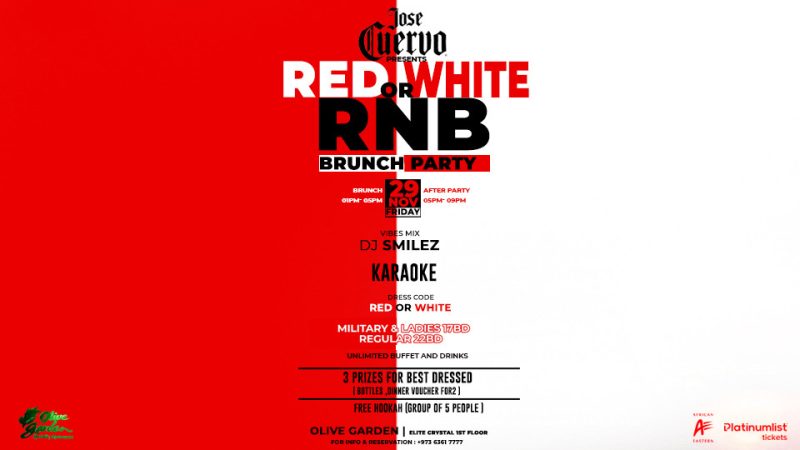 Red or White RNB Brunch Party at Olive Garden – Elite Crystal Hotel – Brunches