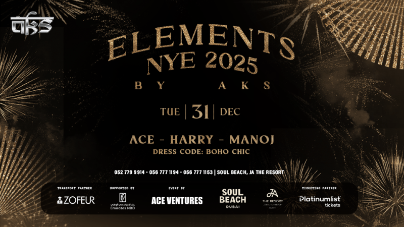 Elements Nye 2025 By Aks in Dubai – New Years Eve Events