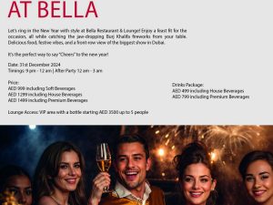 New Year's Eve Party at Bella Restaurant in Dubai New Years Eve Events