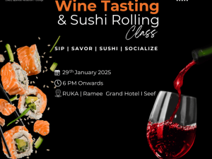 Wine Tasting & Sushi Rolling Class at Ruka Workshops